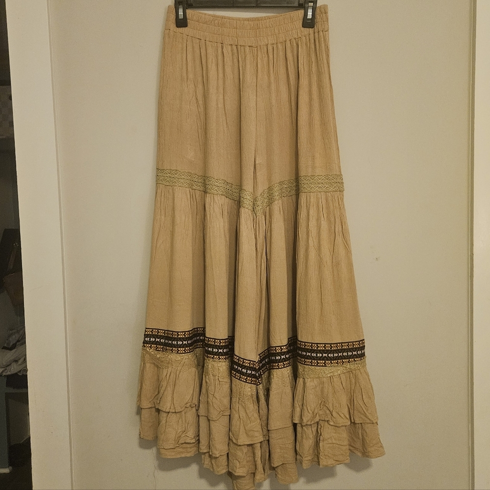 Bohemian Tan Maxi Skirt